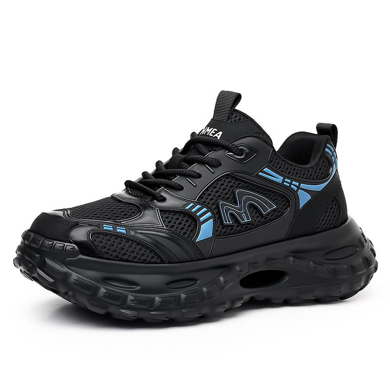 NMR Synthetic Leather, Textile Abrasion Resistant Abrasion Resistant Low top Chunky Sneakers Men's Black