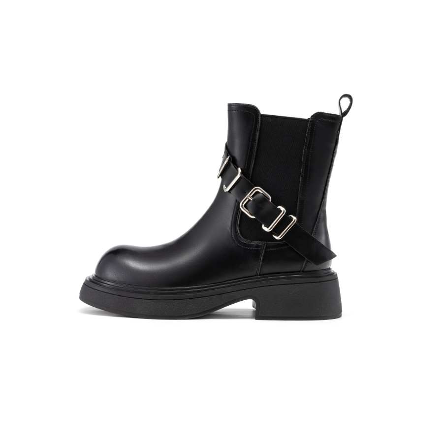 AOKANG Synthetic Leather Ankle Boots 4.5cm Women's Black