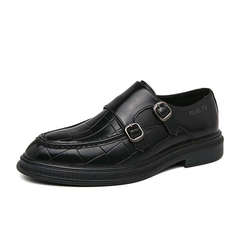 YIMINU Casual Leather Shoes Men's Low Top Black
