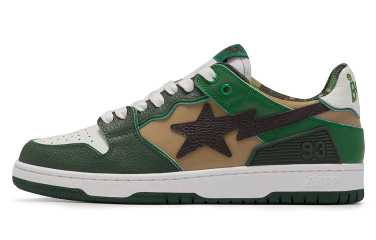 A BATHING APE SK8 STA Stylish Skateboarding Shoes Men's Classic Green
