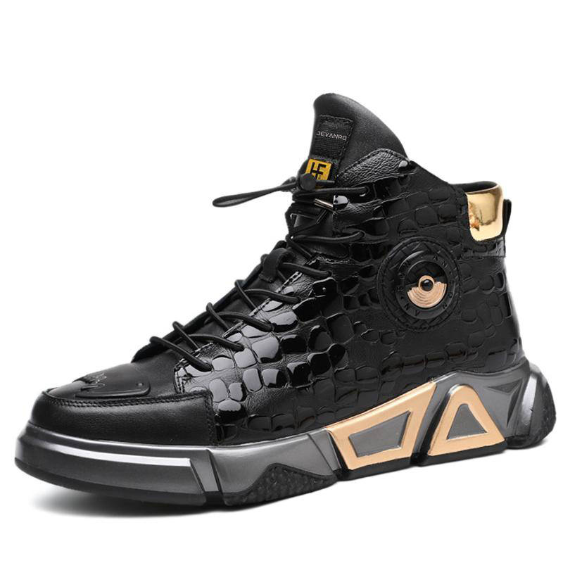 Devanro Devanro Genuine Leather Ankle Boots Top Grain Cow Leather Short Combat Boots Men's Black