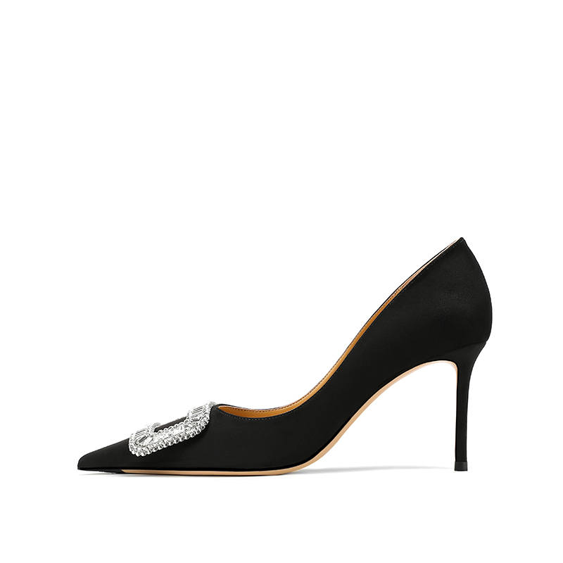 MIDITU Suede Everyday Casual Slim Heel High Heels Women's Black