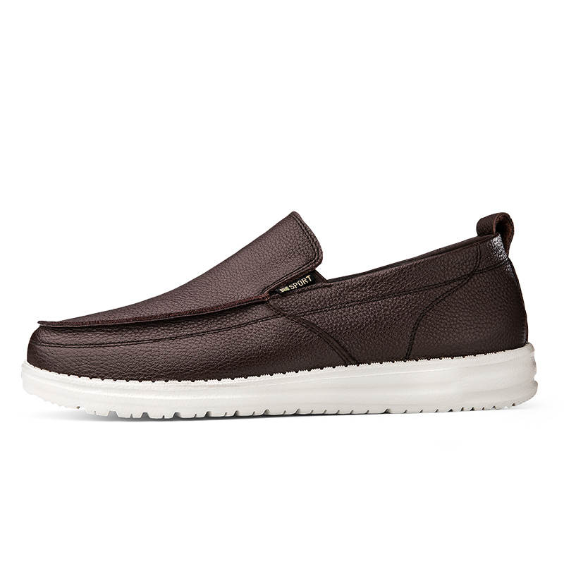 YINGLUNQISHI Top Grain Cow Leather Casual Shoes Men's Brown