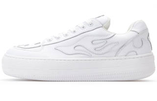 WILD PITCH Overthrow Cow Leather Low top Skateboard Shoes Unisex White