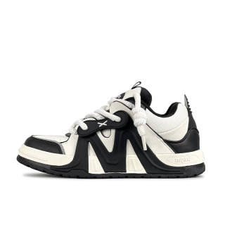TOFAVE Puffy Shoes Low top Skateboard Shoes Unisex Black White