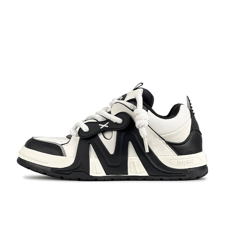 TOFAVE Puffy Shoes Low top Skateboard Shoes Unisex Black White