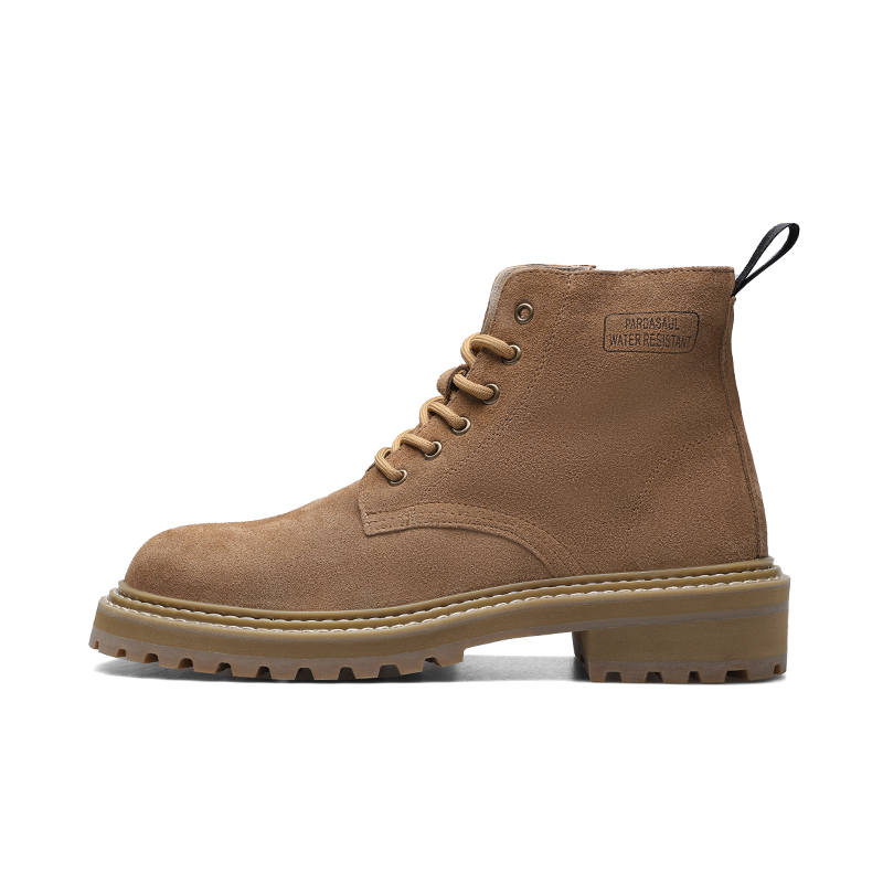 PARDASAUL PARDASAUL Cow Split Leather Short Mid Calf Combat Boots Men's Yellow Brown