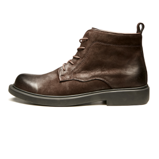 Brounvanm Top Grain Cow Leather Ankle Boots 3cm Men's Brown