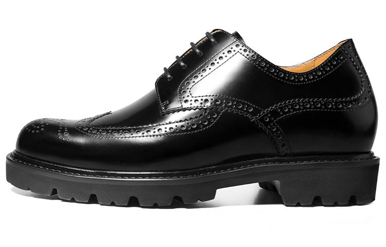 THOM WILLS British Business Shiny Derby Shoes, Old Money Style Casual Shoes Men's Black