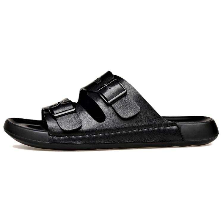PT'SON PT'SON PU Polyurethane Slide Slippers Men's Black
