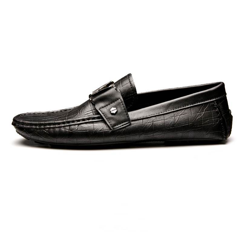 Brounvanm Top Grain Cow Leather Loafers 2cm Men's Black