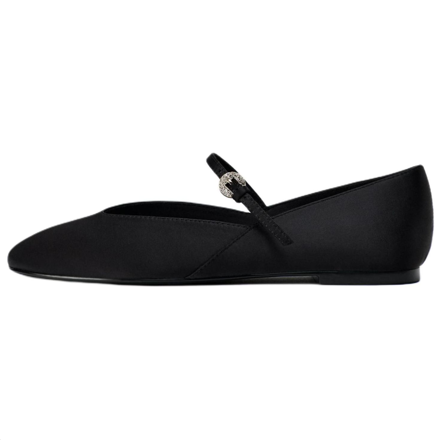 ZARA Flat Mary Jane Shoes 0.5cm Women's Black