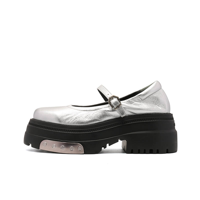 BLOCCO5 Cow Leather Chunky Heel Mary Jane Shoes 6CM Women's