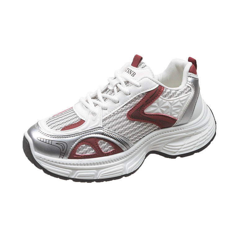 CPXO Synthetic Leather Abrasion Resistant Abrasion Resistant Low top Chunky Sneakers Women's Burgundy Box