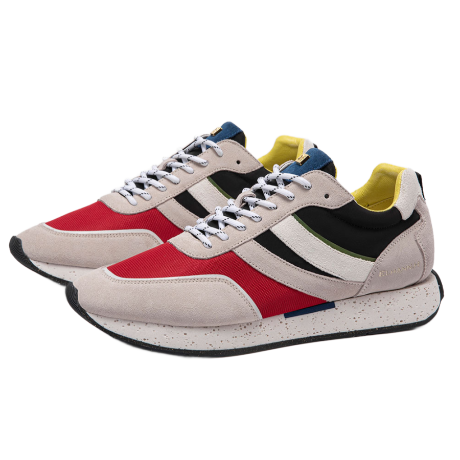 ELHANN.H Cushioning Abrasion Resistant Breathable Slip Resistant Low top Casual Shoes Men's Red White Black