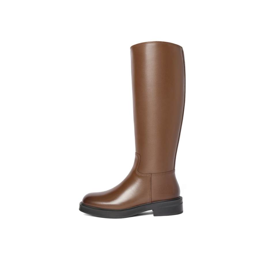 BELLE Top Grain Cow Leather Knee high Boots 4cm Women's