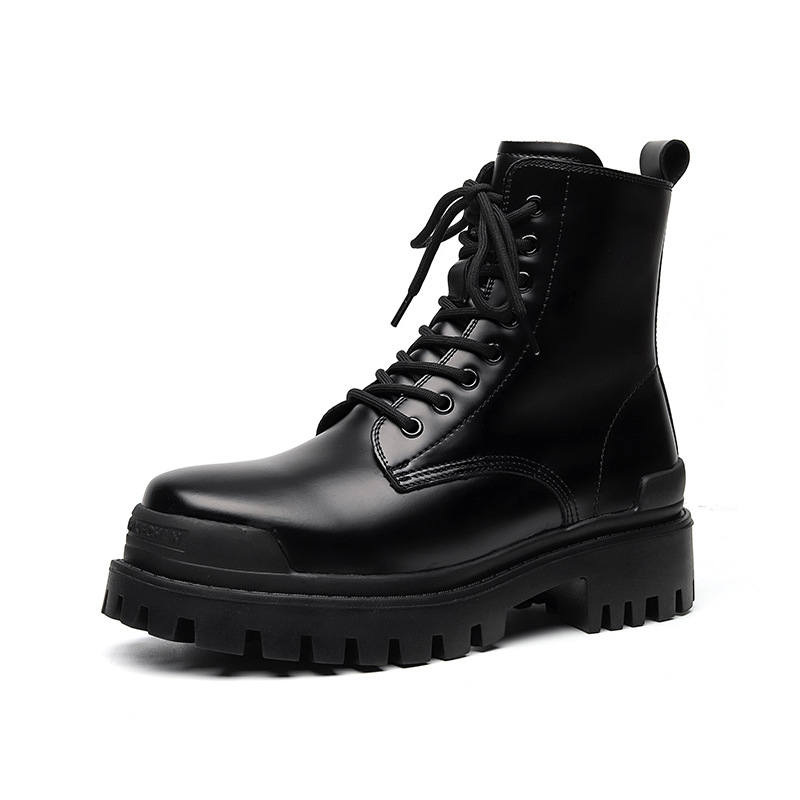 V ZERO FIVE V ZERO FIVE High Top Shoes Microfiber Leather Crew Combat Boots Men's Black British Style