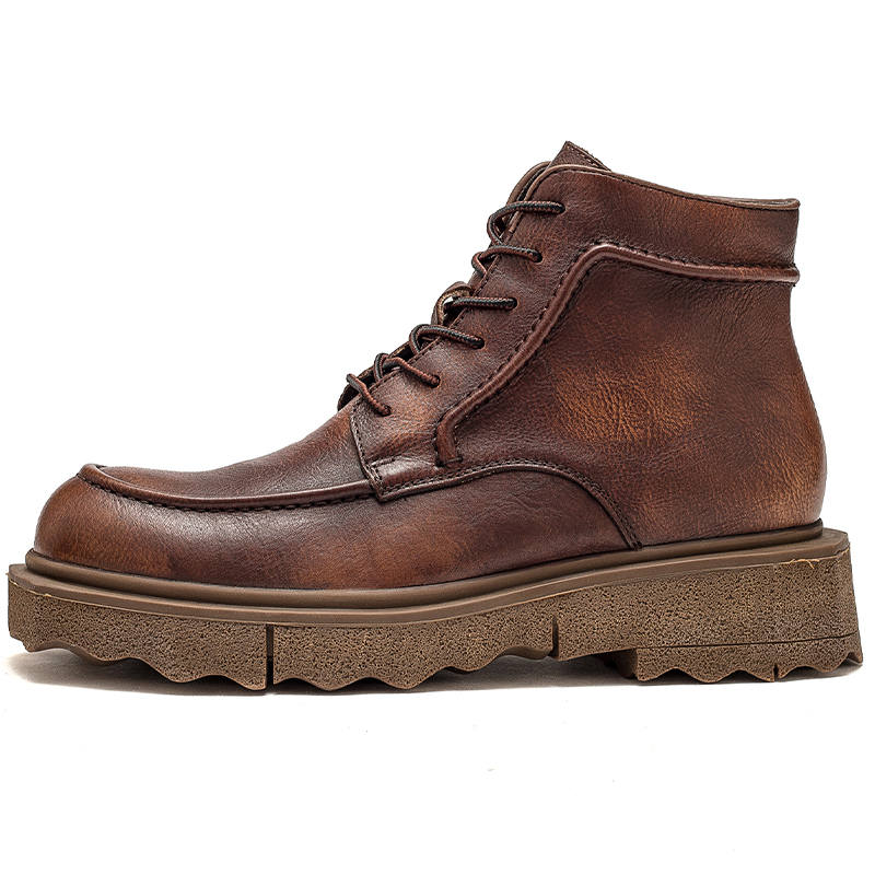 JIEZHOU Top Grain Cow Leather Short Combat Boots Men's