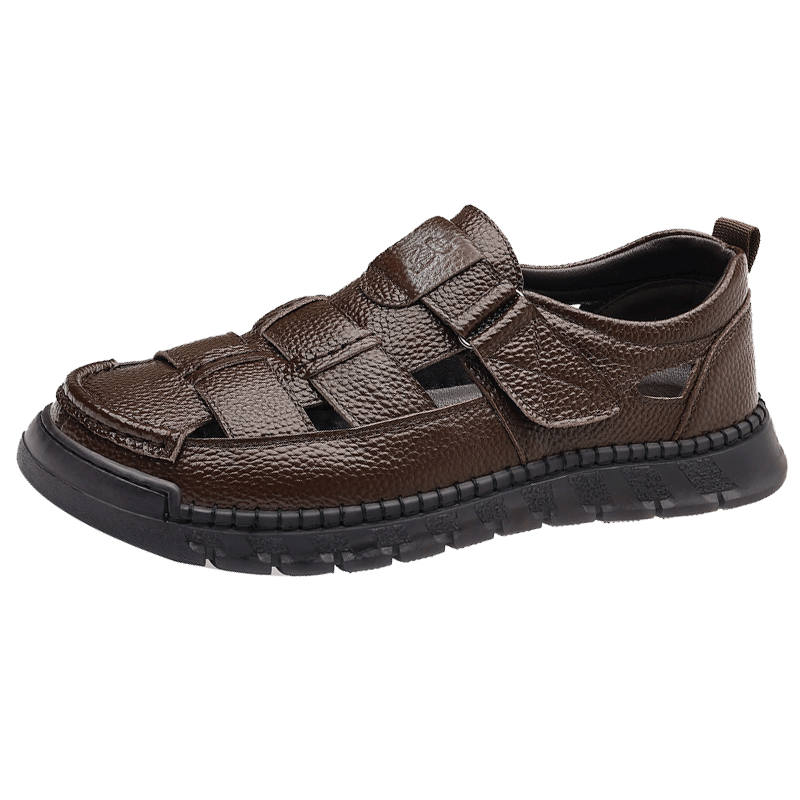 MEXICAN Top Grain Cow Leather Cut Out Sandal, Casual Shoes Men's