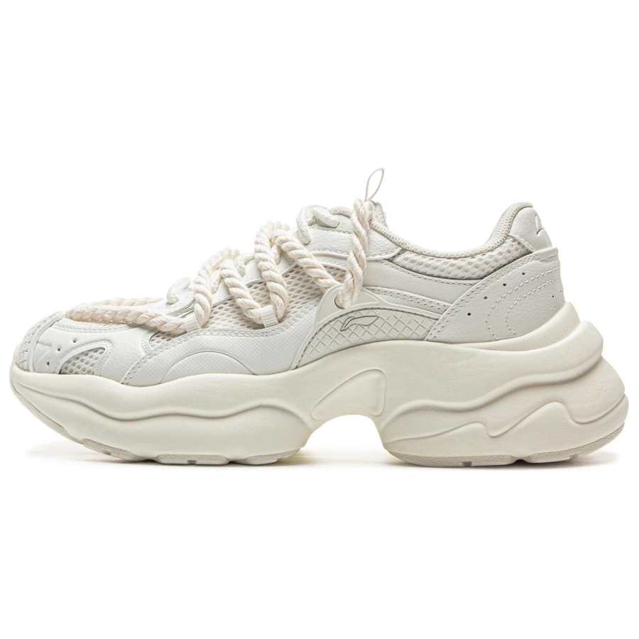 Li-Ning Li Ning Cushioning Slip Resistant Abrasion Resistant Breathable Support Low top Casual Shoes Women's Ivory