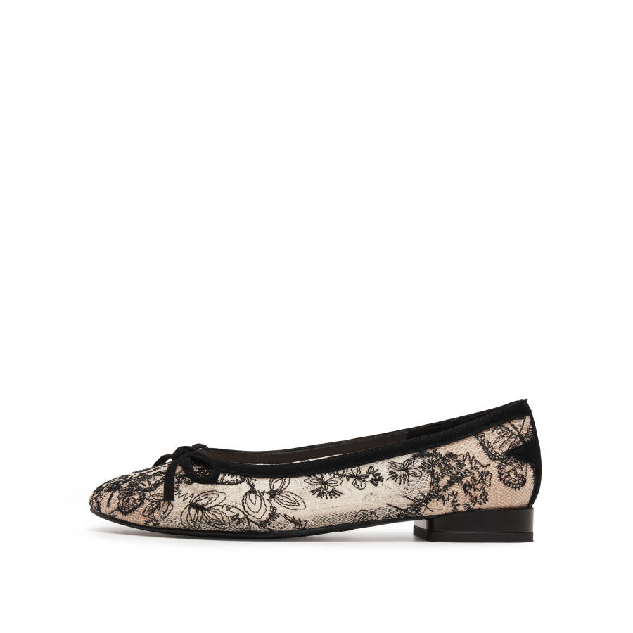 Staccato Butterfly Shadow, Elegant Embroidery Casual Shoes Women's Black