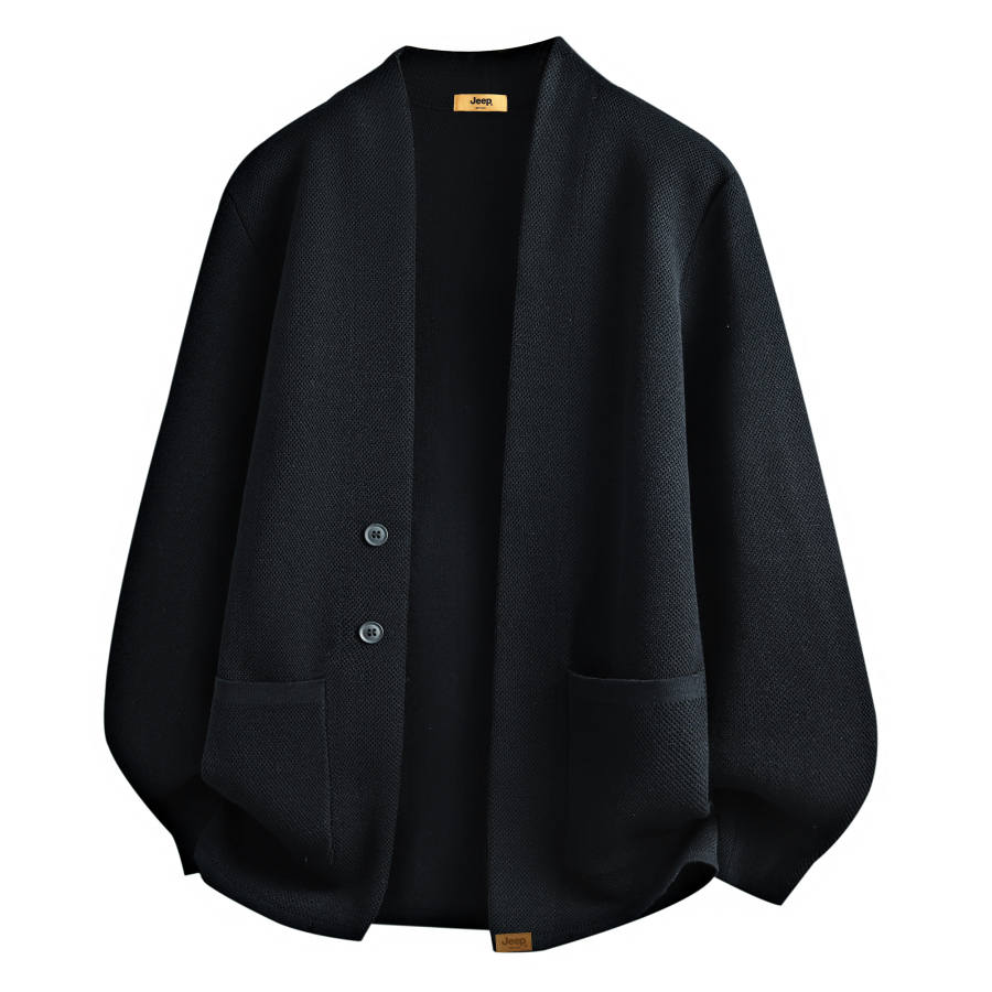 Jeep Knitwear Unisex Half Open Collar Moderate Cardigan