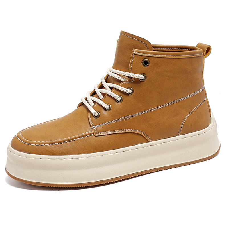 PINYI Cow Split Leather Mid top Skateboard Shoes Men's