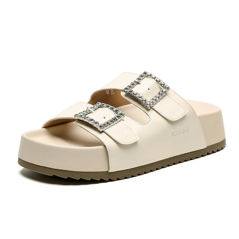 HUANAI Slide Slippers Women's Ecru/Black