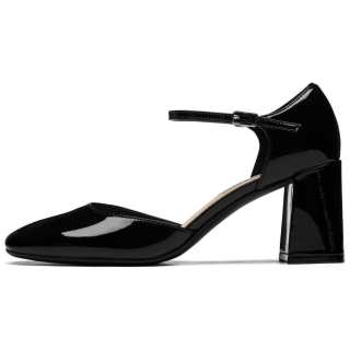 73Hours Caramel Coffee Synthetic Leather, Cow Leather Chunky Heel Mary Jane Shoes Women's