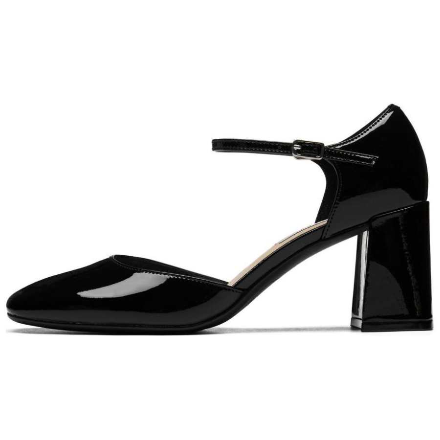 73Hours Caramel Coffee Synthetic Leather, Cow Leather Chunky Heel Mary Jane Shoes Women's