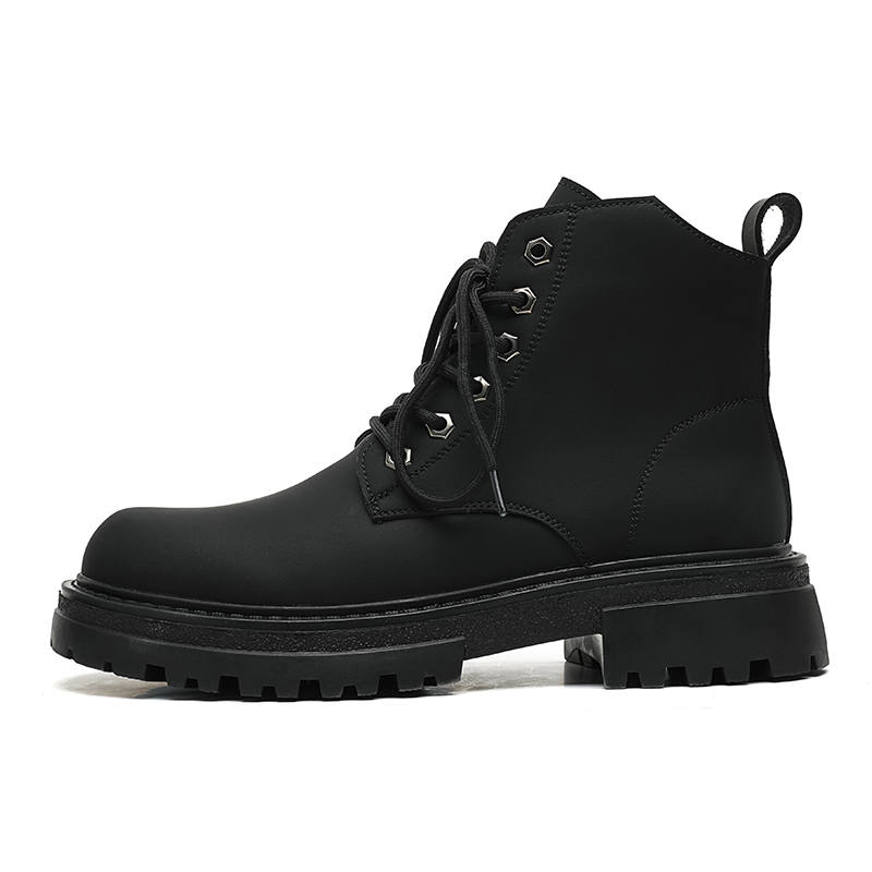 CHILANG CHILANG PU Comfortable And Trendy Short Combat Boots Men's Black