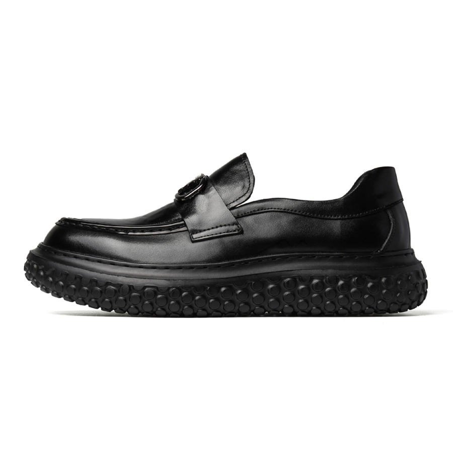 HUITE Casual Leather Shoes Men's Low Top Black