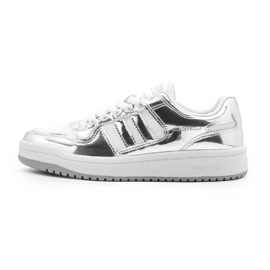 DEERWAY Low top Casual Shoes Women's White Silver