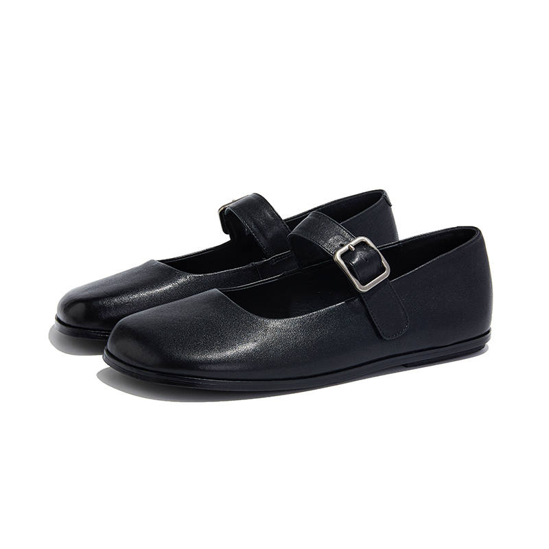 CHIBANG Sheepskin Flat Mary Jane Shoes 1.5cm Women's