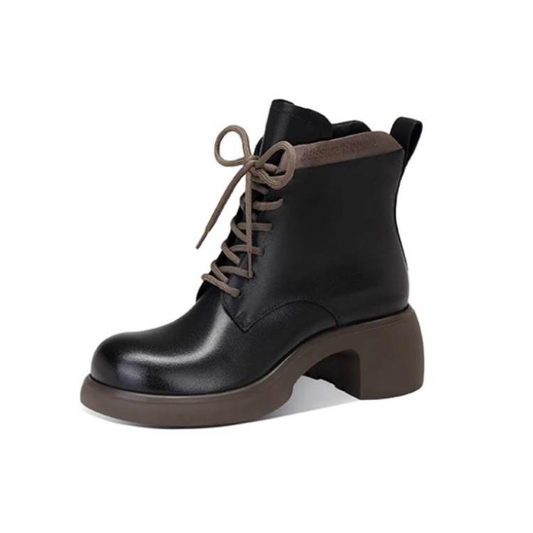 JESSICA SOPHIA Top Grain Cow Leather Ankle Boots 5CM Women's
