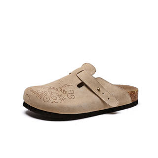 AIBAOLUO Rubber Sole Odor Resistant, Abrasion Resistant Closed Toe Slippers Men's Beige