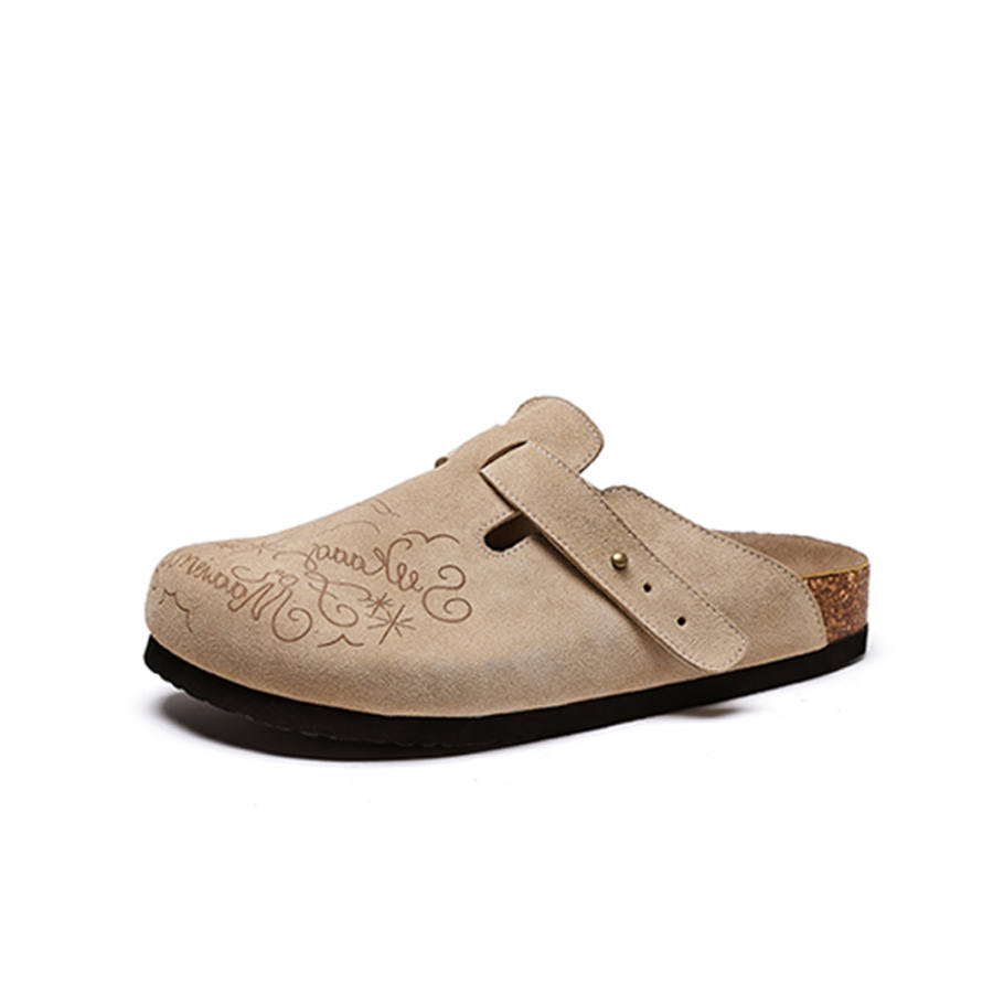 AIBAOLUO Rubber Sole Odor Resistant, Abrasion Resistant Closed Toe Slippers Men's Beige