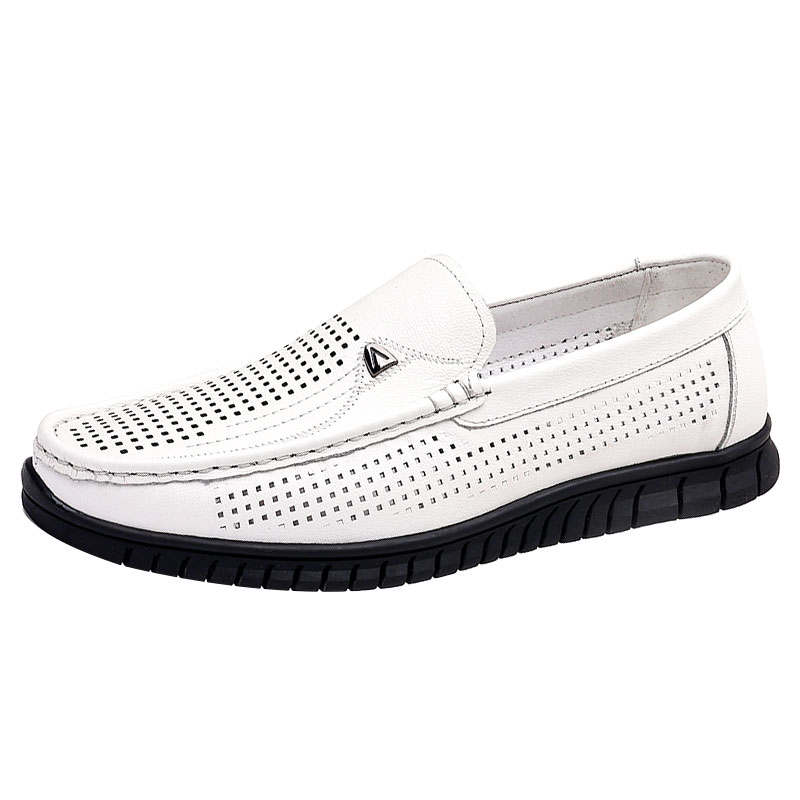 KAQIAODI Casual Leather Shoes Men's Low Top Black/White