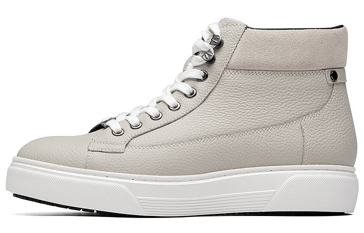 ROBERTA DI CAMERINO Cow Leather High Top Fleece Lined Casual Stylish Skateboarding Shoes Men's Gray