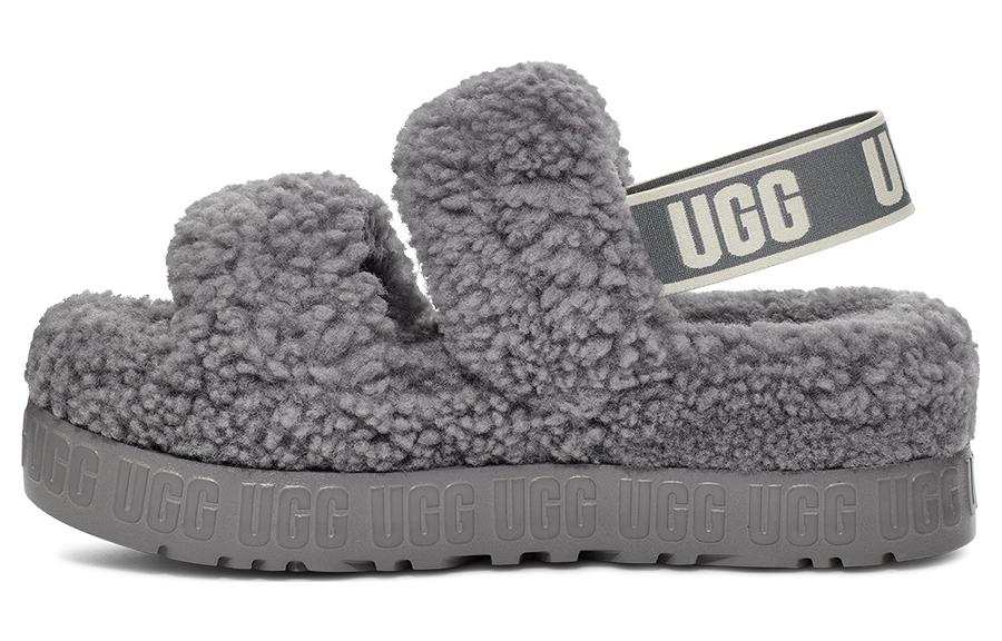 UGG Fluff Fleece Lined, Clean/Simple Fashion Mules Fuzzy Slippers Women's Lighthouse Gray