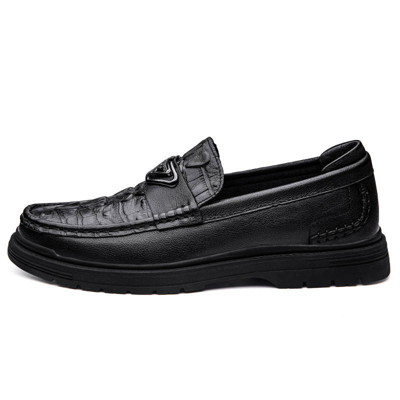 CKVUSAMG Top Grain Cow Leather Men's Casual Shoes Men's Black
