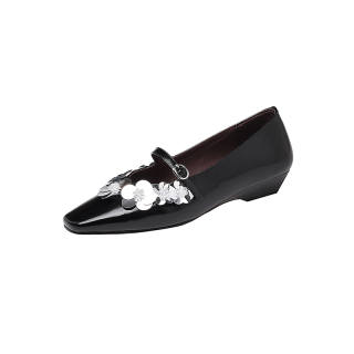 Hankermeet Sheepskin Cone Heel Mary Jane Shoes Women's