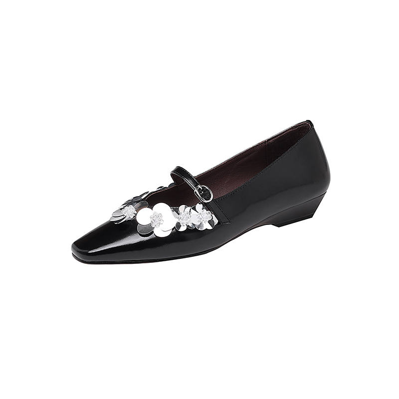 Hankermeet Sheepskin Cone Heel Mary Jane Shoes Women's