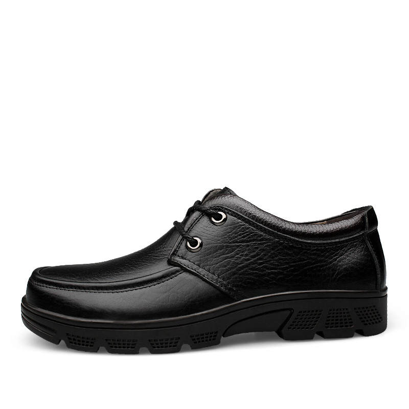 YINGLUNQISHI Top Grain Cow Leather Casual Shoes Men's Black