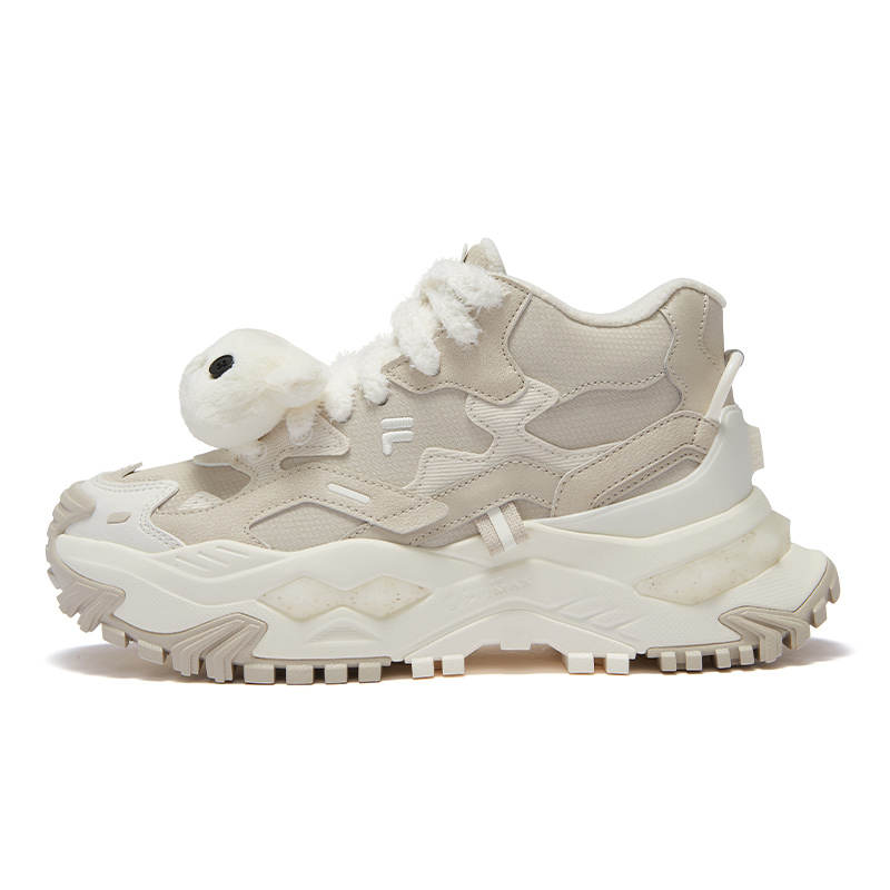 FILA FUSION Bianco Textile, Synthetic Leather Mid top Casual Shoes Women's Coconut Milk White Brown