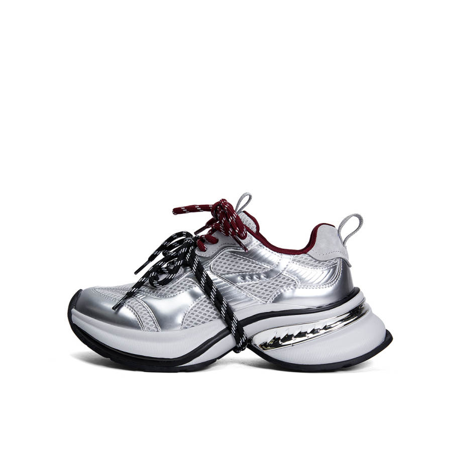 PT'SON Height Increasing Mid top Chunky Sneakers Women's Galaxy Gray