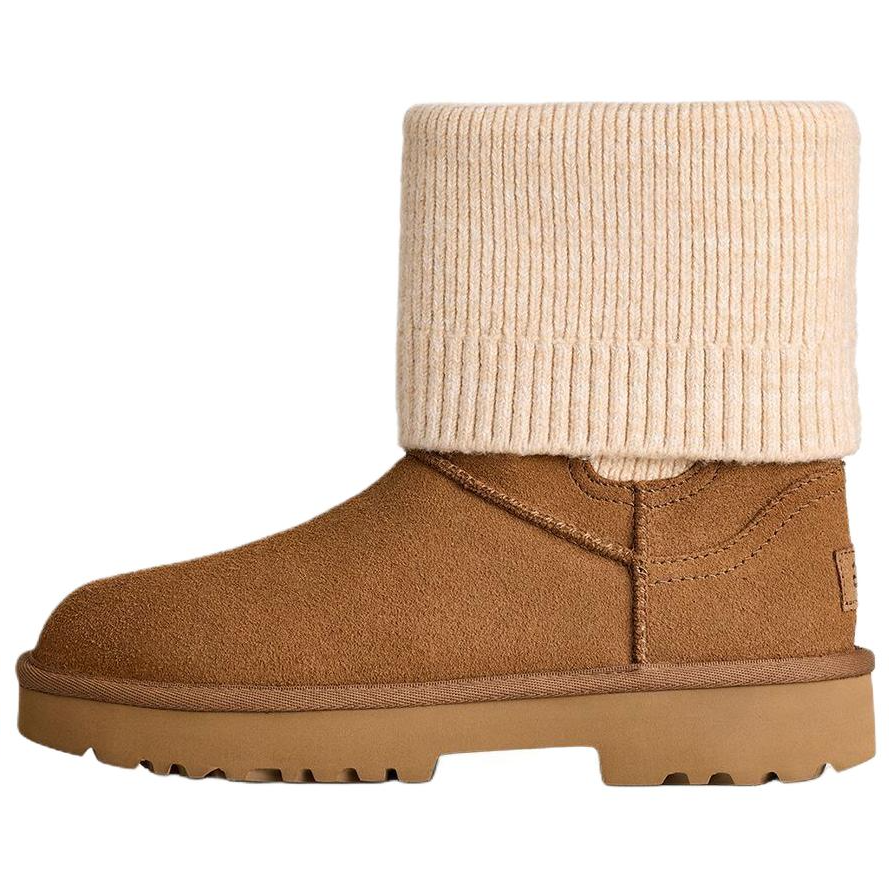 UGG UGG Classic Novelty Cow Split Leather Short Chelsea Boots Women's Chestnut