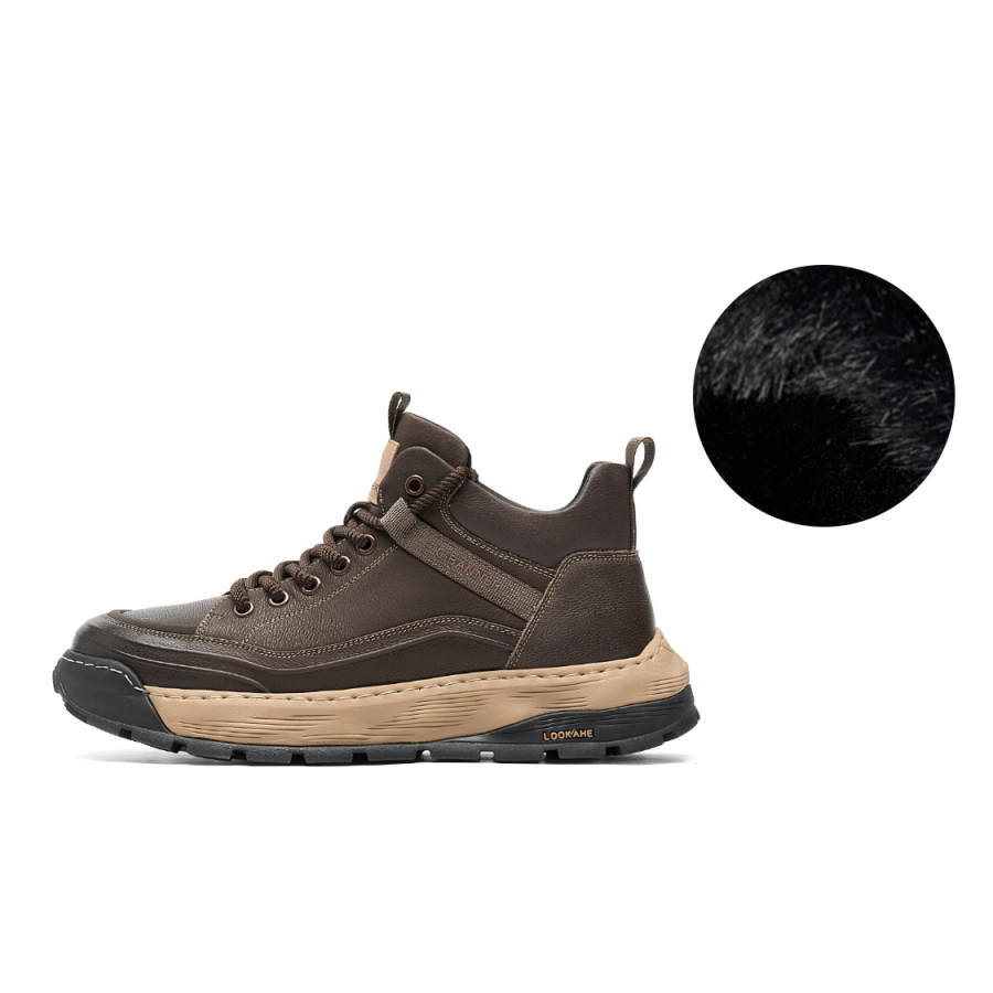 C°BANNER Cow Leather Fleece Lined Thermal Outdoor Versatile High top Casual Shoes Men's Brown