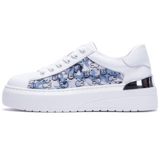 CHCH Classic White Sneakers Cow Leather Low top Stylish Skateboarding Shoes Women's Blue