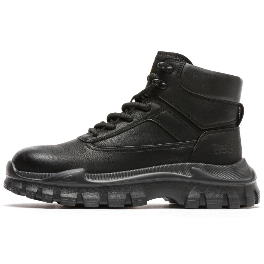 Lee Lee Black Warrior Synthetic Leather Short Combat Boots Men's